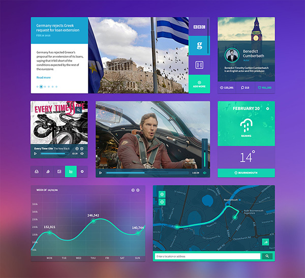 Colored Flat And Simple UI Kit Free