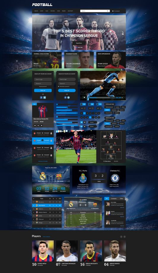 Football UI Kit Elements Free