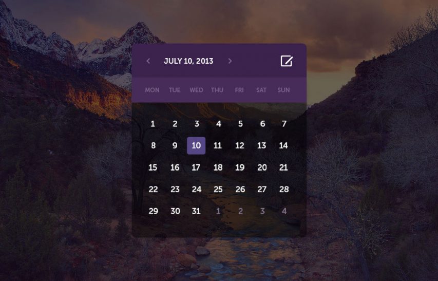 Transparent Calendar Dark UI Free