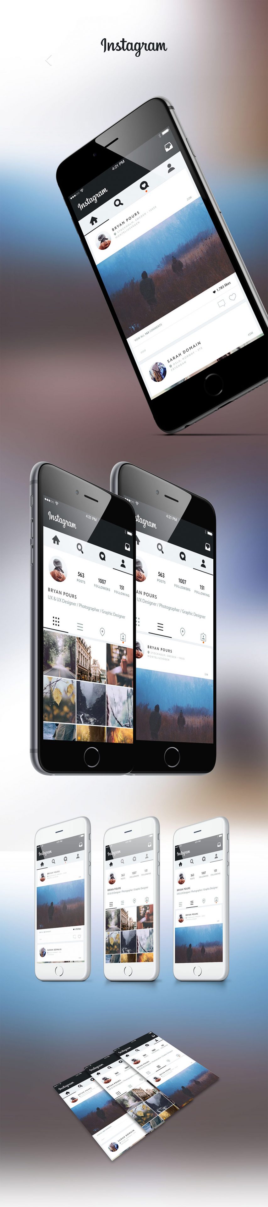 Instagram Application UI Revamp Concept Free 