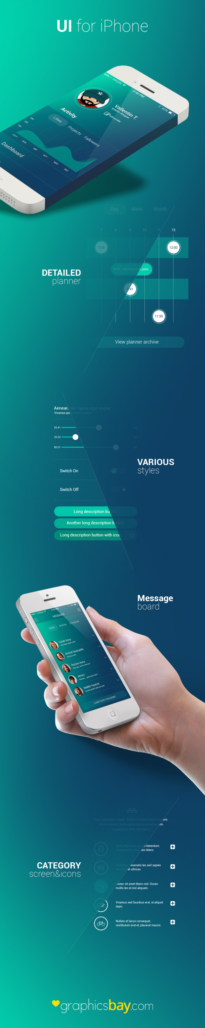 Awesome iPhone Activity Application UI PSD