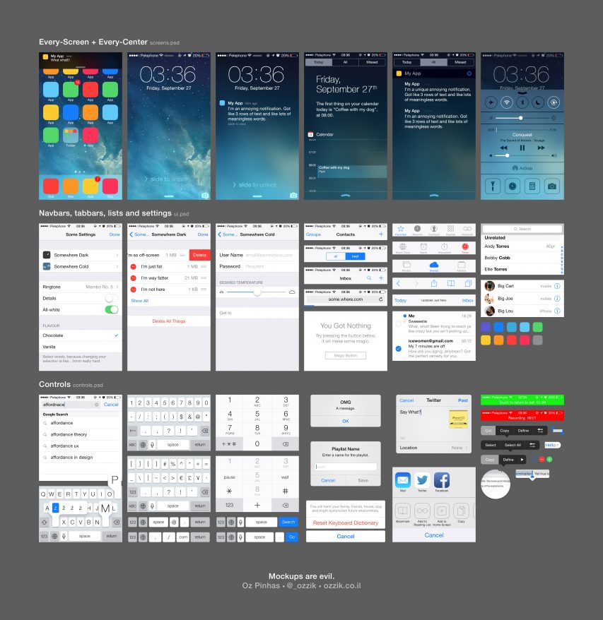 Complete iOS7 UI Elements Free PSD