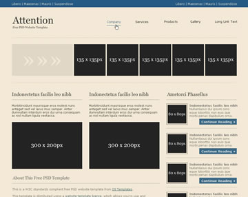 Attention Free PSD Website Template