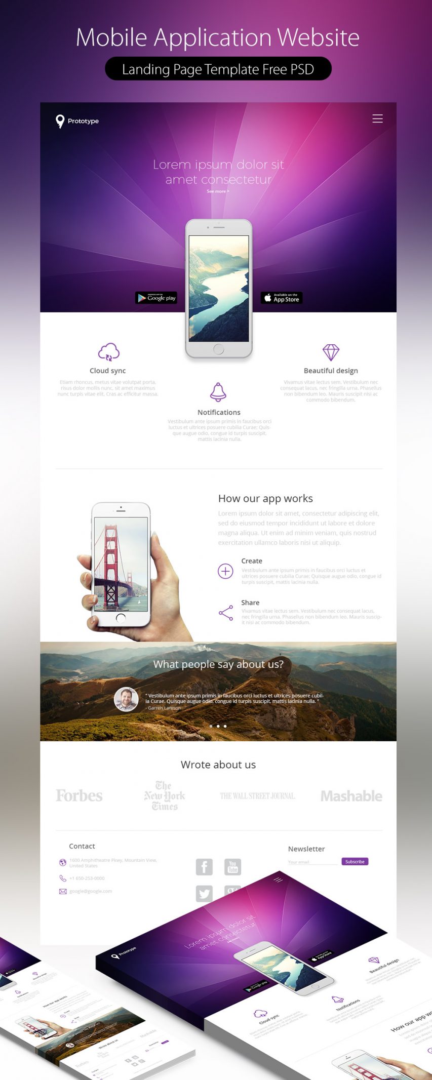 Mobile Application Landing Page Template Free