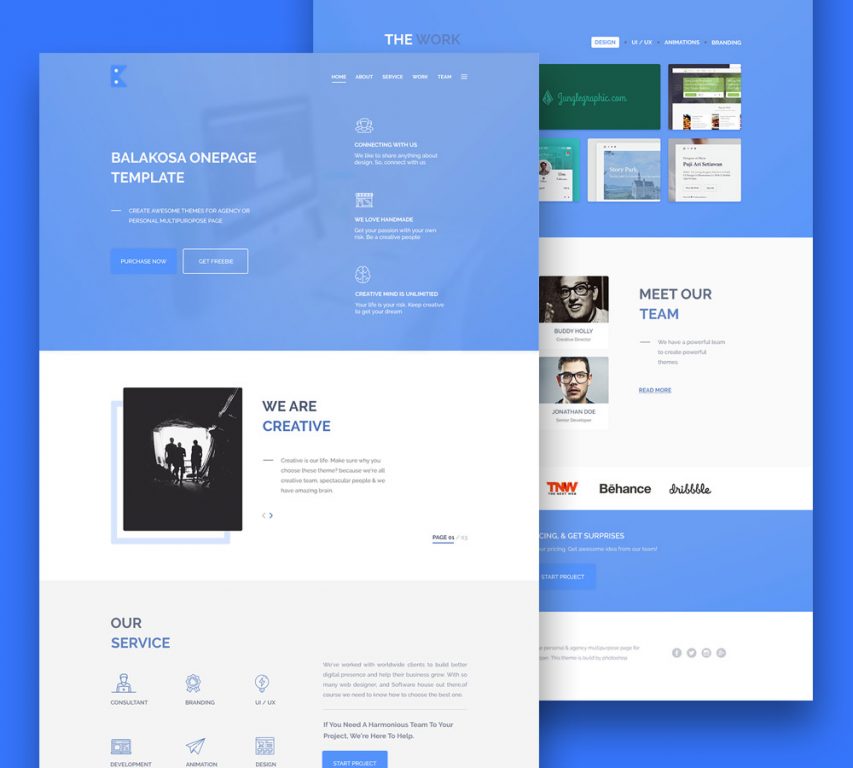 Multipurpose One Page Website Template Free 