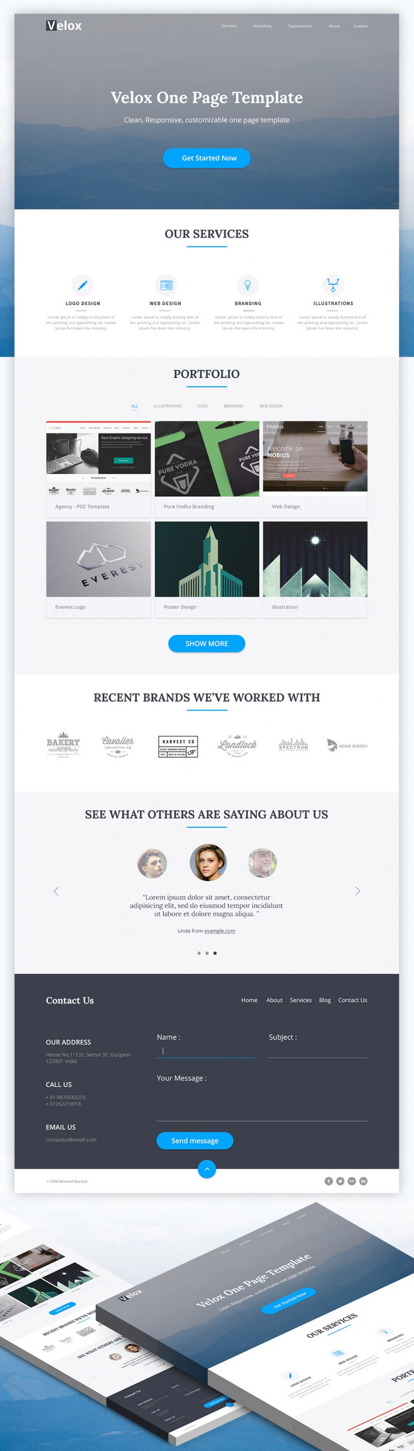 Responsive One Page Website Template for Creative Agencies