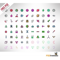 100 Spaces And Science Icons Colored PSD