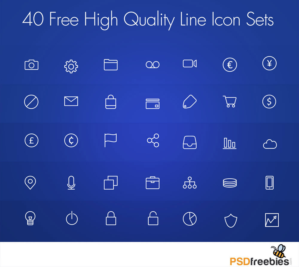 40 Free High Quality Line Icon Set 