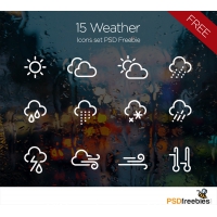 15 Weather Icons Set PSD