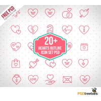 Free PSD Hearts Outline Icon Set