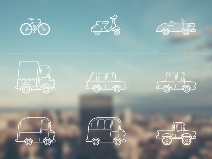 9 Vector Outline Vehicle Icons