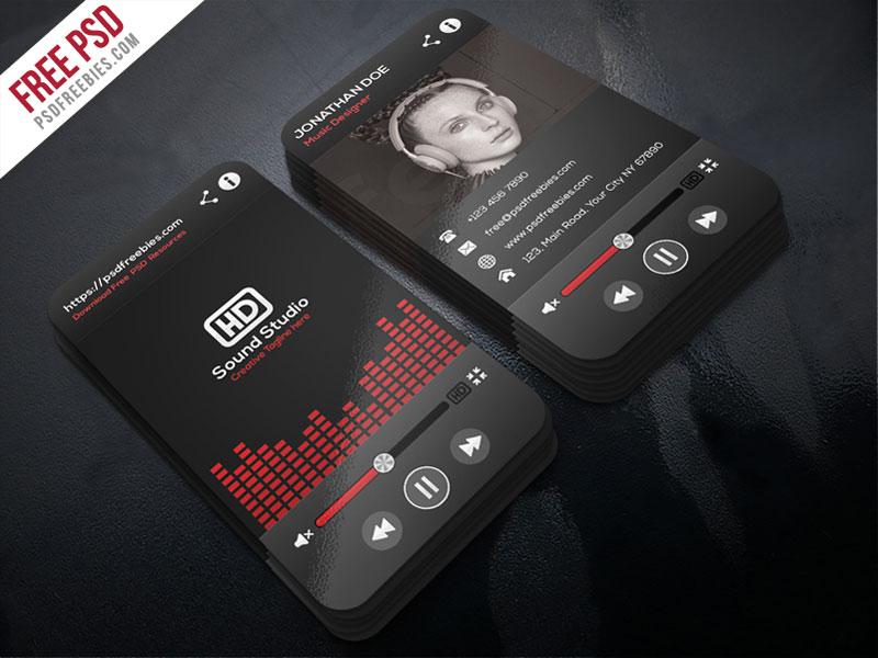 Music Player Style Business Card Template PSD