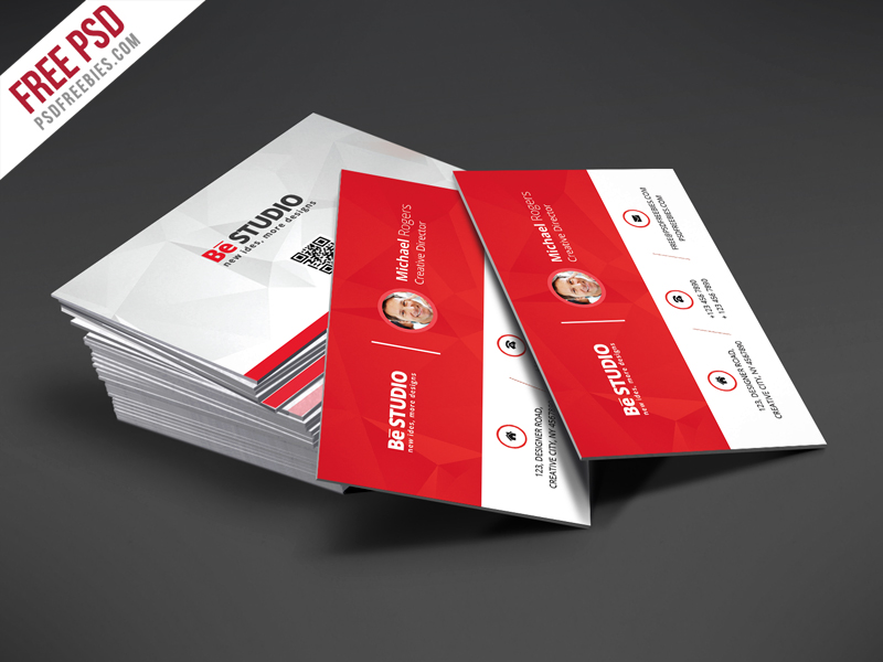 Creative Red Business Card Free PSD Template