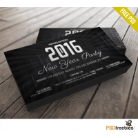 2016 New Years Party Invitation card Free PSD