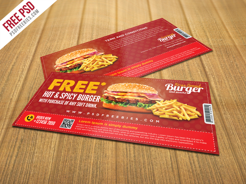 Free Burger Coupon Card Template PSD