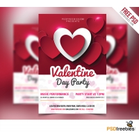 Valentine Day Party Flyer Free PSD
