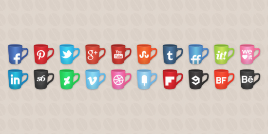 Social Icons Coffee Cups