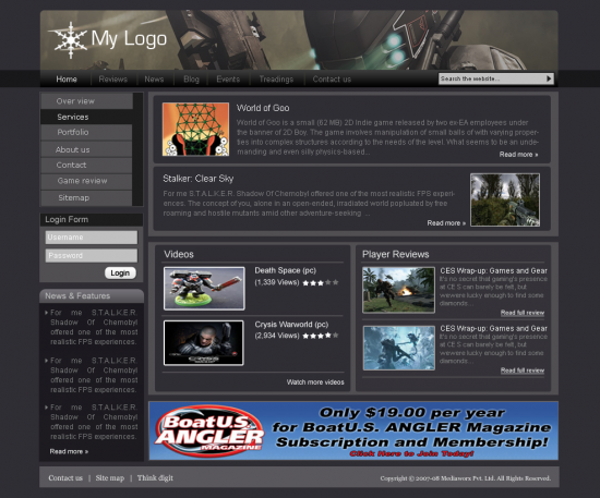 Videogames Site Tamplate
