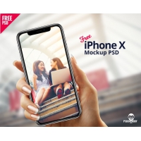 iPhone X in Hand Mockup PSD