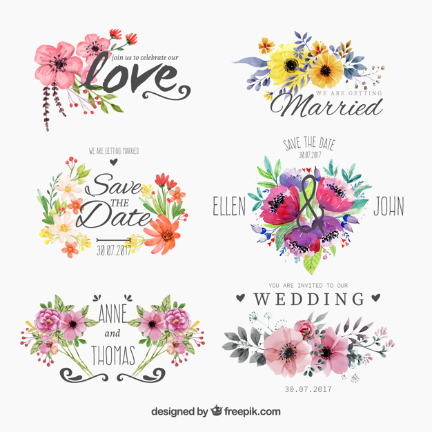 Set Of Watercolor Floweryfor Wedding