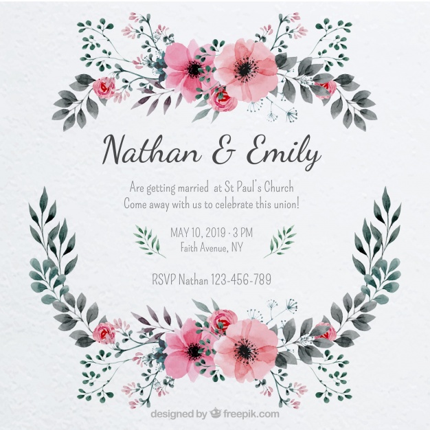 Pretty Wedding Invitation With A Floral Frame