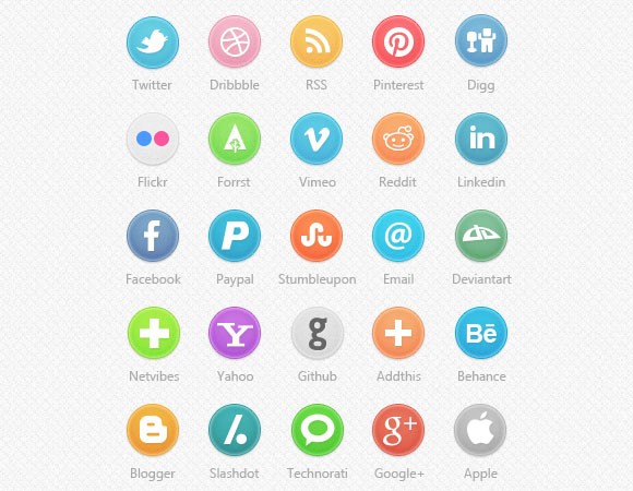 Circle Social Icons Set PSD