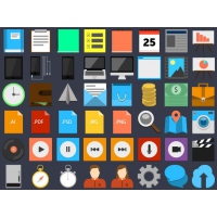 75 Flat-Style PSD Icons