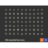 LineArt – 100 Essential Line Icons