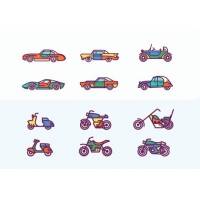 Retro Vehicles Icons AI