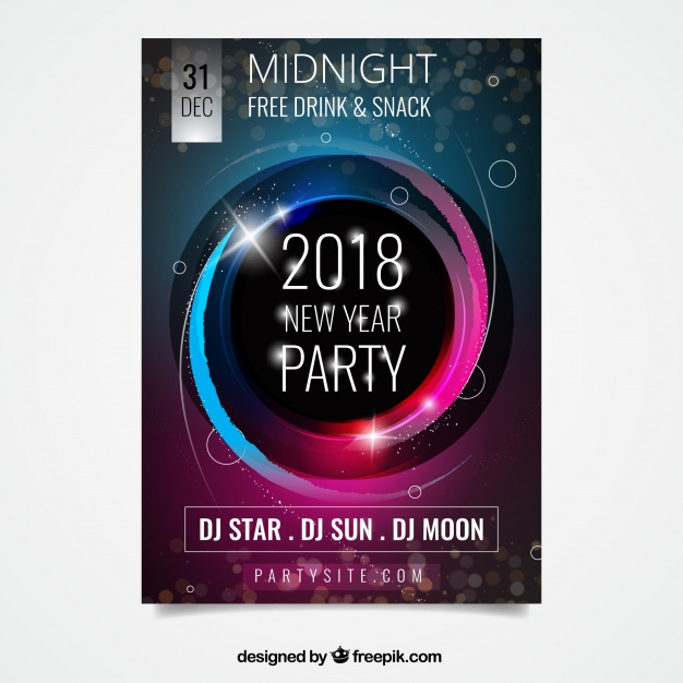 Abstract Party Poster For New Year With Pink And Blue Elements