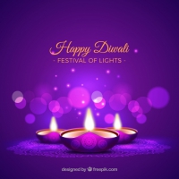 Purple Background Of Diwali Candles