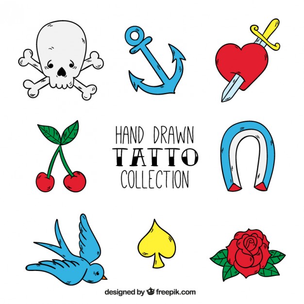 Tattoo Studio Badges, Hand Drawn