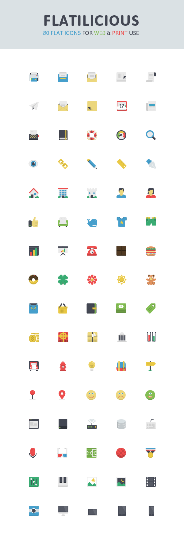 Flatilicious: 80 Free Icons