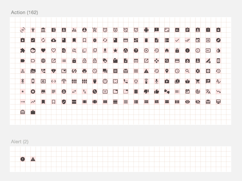 Material Design Icons with Bounds Sketch Freebie