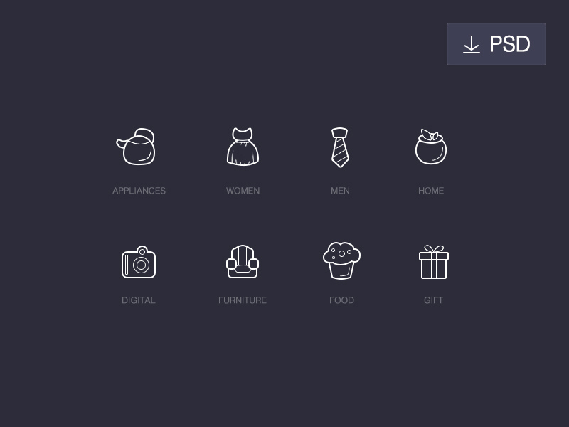 Outline Icons For Shopping Category
