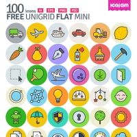100 free Unigrid Flat Vector Icons