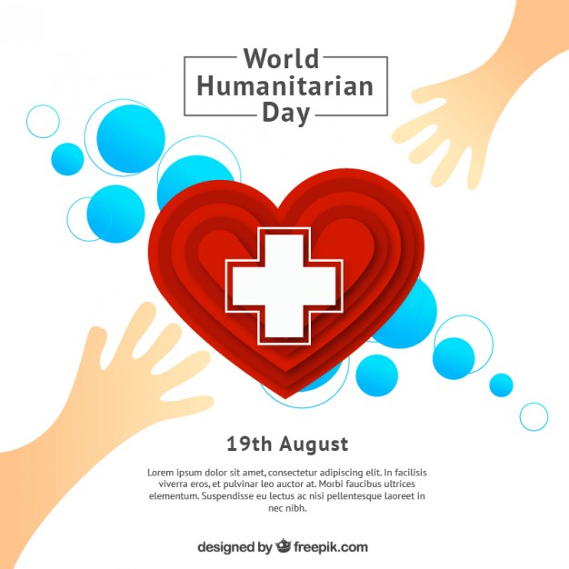 World Humanitarian Day Background With Hands And Heart