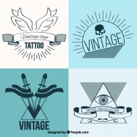 Linear Vintage Tattoos Set