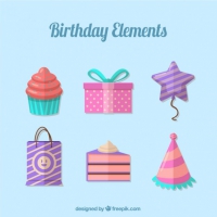 Flat Cute Birthday Elements