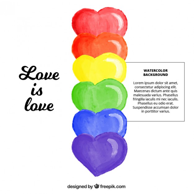 Pride Background With Colorful Watercolor Hearts