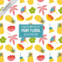 Hand Drawn Floral Background With Pinapples