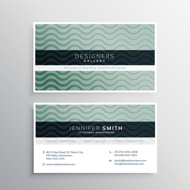 Elegant Business Card With Wavy Lines