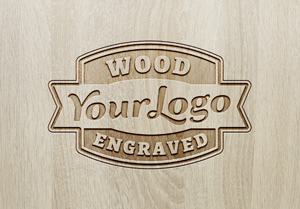Wood Engraved Logo MockUp #2