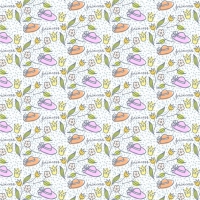 Cute Hand Drawn Hats And Flowers Pattern 