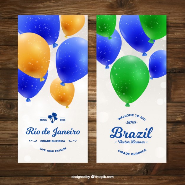 Brazil Banners Of Realistic Colored Balloons
