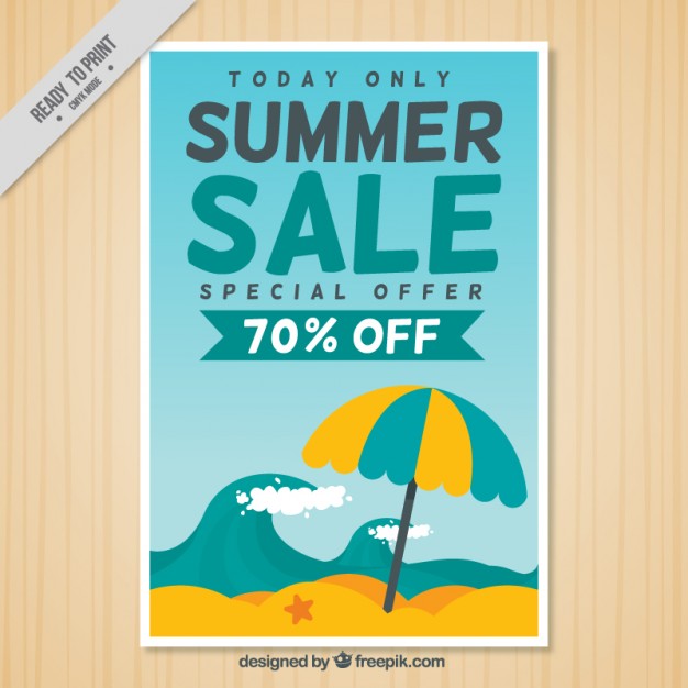 Summer Sale Flyer With Beach