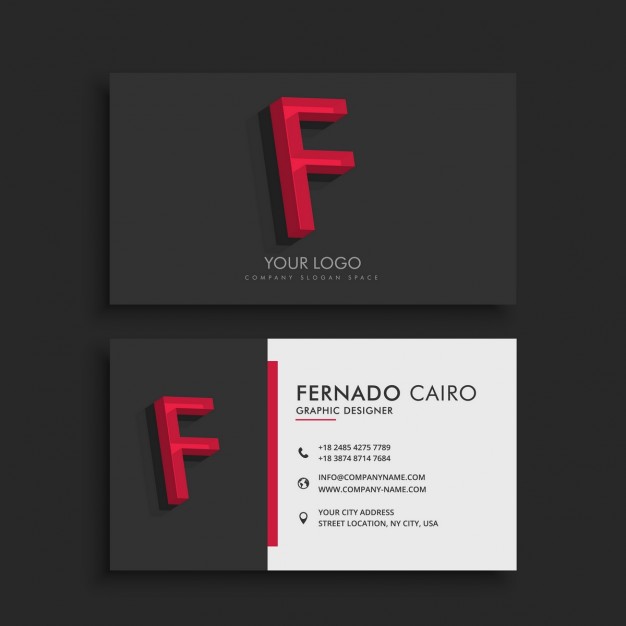 Dark Business Card With Letter 
