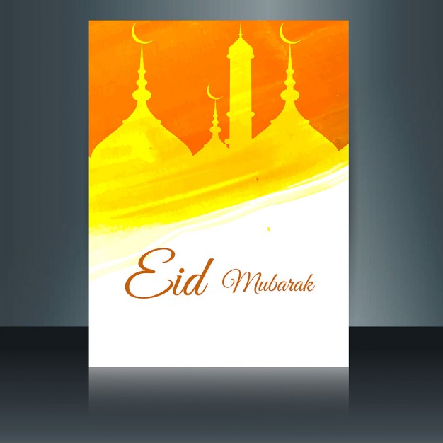 Yellow Eid Mubarak Flyer With Brush Strokes 