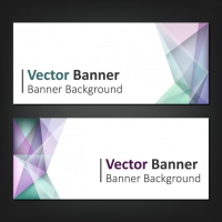 Multicolor With Polygonal Shapes Banners Set