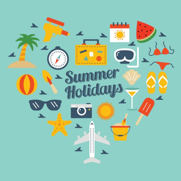 Coloured Background With Summer Elements